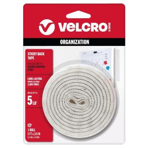 imageVELCRO Brand 5 Ft x 34 In  Black Tape Roll with Adhesive  Cut Strips to Length  Sticky Back Hook and Loop Fasteners  Perfect for Home Office or ClassroomWhite