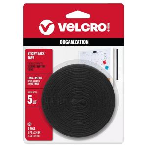 imageVELCRO Brand 5 Ft x 34 In  Black Tape Roll with Adhesive  Cut Strips to Length  Sticky Back Hook and Loop Fasteners  Perfect for Home Office or ClassroomBlack