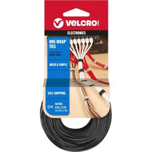 imageVELCRO Brand ONE WRAP Thin Ties  Strong ampamp Reusable  Perfect for Fastening Wires ampamp Organizing Cords  Black ampamp Gray 8 x 12Inch  25 Black  25 Gray Ties