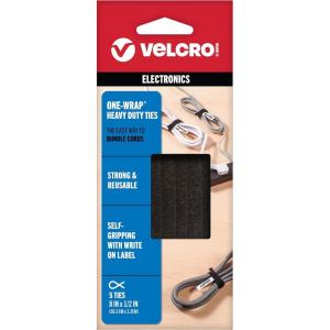 imageVELCRO Brand ONEWRAP Ties  Cable Management Wires ampamp Cords  Self Gripping Cable Ties Reusable  5 Ct  8quot x 12quot  MulticolorBlack With Tabs
