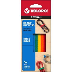 imageVELCRO Brand ONEWRAP Ties  Cable Management Wires ampamp Cords  Self Gripping Cable Ties Reusable  5 Ct  8quot x 12quot  MulticolorMulti Color