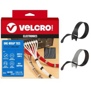 imageVELCRO Brand 150pk Cable Ties Value Pack  Replace Zip Ties with Reusable Straps Reduce Waste  For Wire Management and Cord Organizer  8 x 12quot Thin PreCut Design Black and GrayBlack and Gray