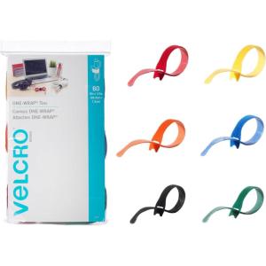 imageVELCRO Brand Heavy Duty Cable Ties Reusable  60Pc Bulk Pack  8 x 12quot ONEWRAP Straps Black  Strong Wire Management  Cord Bundling for Home Office and Data CentersMulti Color