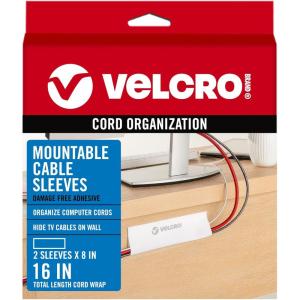 imageVELCRO Brand Mountable Cable Management Sleeve  Cord Hider Mounts on Walls or Desk  Pefect Wire Organizer for Home or Office  Removable Damage Free Adhesive  12in White 2pk 12in  2PkWhite