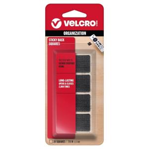 imageVELCRO Brand Mounting Squares  Pack of 20  78 Inch White  Adhesive Sticky Back Hook and Loop Fasteners for Home Office or Crafting  Strong Secure HoldBlack