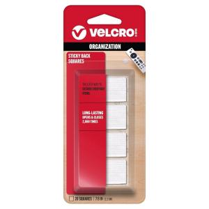 imageVELCRO Brand Mounting Squares  Pack of 20  78 Inch White  Adhesive Sticky Back Hook and Loop Fasteners for Home Office or Crafting  Strong Secure HoldWhite