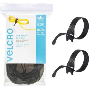 imageVELCRO Brand ONEWRAP Cable Ties 100Pk 8 x 12quot Black Cord Organization Straps Thin PreCut Design Wire Management for Organizing Home Office and Data CentersBlack