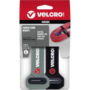imageVELCRO Brand Power Cord Wraps  Heavy Duty Straps for Extension Cords Ropes Cables  Reinforced Slotted Grommet for Strong Snag Free Cinching  12 Inch 2Pk Black and Gray24 Inch 2Pk