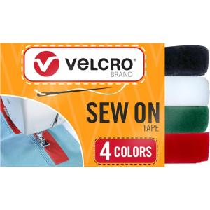 imageVELCRO Brand Sew on Tape 15ft x 34 in Variety Pack 7 Colors for Fabrics Clothing and Crafts Substitute for Snaps and Buttons Cut Strips to Length4 Colors
