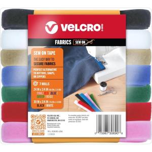 imageVELCRO Brand Sew on Tape 15ft x 34 in Variety Pack 7 Colors for Fabrics Clothing and Crafts Substitute for Snaps and Buttons Cut Strips to Length7 Colors