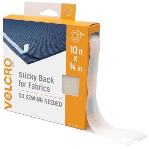 imageVELCRO Brand Sticky Back for Fabrics 10 Ft Bulk Roll No Sew Tape with Adhesive Cut Strips to Length Peel and Stick Bond to Clothing for Hemming Replace Zippers and Snaps BlackWhite