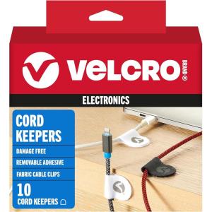imageVELCRO Brand Cord Keepers  Soft Nylon Cable Clips Organize Wires in Home Office Desk or Nightstand  Removable Adhesive Back Holds Secure Removes Clean  10pk BlackBlack and White