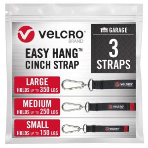 imageVELCRO Brand Garage Organization Easy Hang Cinch Strap Medium Holds 250 pounds 24in x 114in Black VEL30802USA3 Sizes SML 1 Each