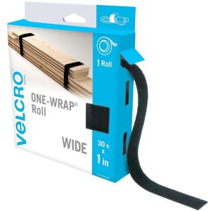 imageVELCRO Brand VEL30769AMS Wide Straps 1 in x 30 ft Roll  Cut to Length Reusable SelfGripping Tape  Bundle Poles Wood Pipes Lumber Garage Organization for Tool Handles Hoses More  White 1inBlack