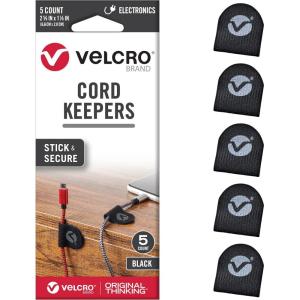 imageVELCRO Brand Cord Keepers  Charging Cord Organizer Cord Holder for Nightstand Desk  Removable Adhesive Backing  Soft Nylon Cable Clips  5pk BlackBlack