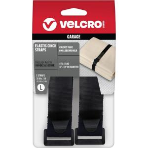 imageVELCRO Brand Garage Organization  Elastic Cinch Straps with Buckle Bundle Poles and Stakes Organize Power Tool Cords  Adjustable and Stretch for Snug Fit  Black 2ct Medium  15quot x 1quotLarge  30 x 1