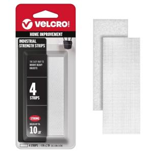 imageVELCRO Brand Heavy Duty Strips with Adhesive  15 Sets Industrial Strength Mounting Tape  4x2 Inch Wide Fasteners  Holds 10 lbs  Indoor or Outdoor Use Black VEL40020USAWhite