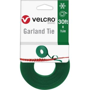 imageVELCRO Brand Holiday Garland Ties or Cable Straps  Hang Garlands Lights or Wreath  for Banister Railings Stairs or Lamp Posts  30ft Roll Cut to Custom Length  GreenGreen