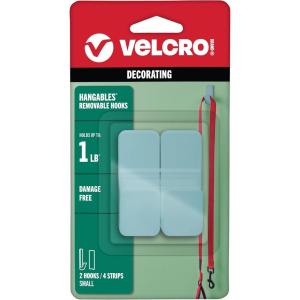 imageVELCRO Brand No Damage Wall Hooks  HANGables Removable Hooks Holds 12 lb  4pk Micro GraySlate Blue