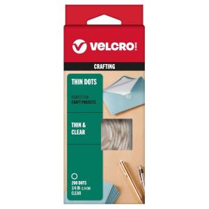 imageVELCRO Brand Thin Clear Dots with Adhesive  200Pk  34quot Circles  For Crafting School Projects Home and Office Organization  Low Profile DesignWhite