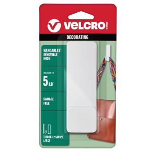 imageVELCRO Brand VEL30106USA HANGables Removable Wall Hooks  EasytoRemove Wall Fasteners  DamageFree NonPermanent Hooks for Lightweight Items  Small Holds 1 lb White 2PackWhite
