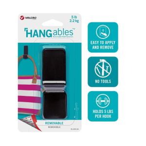 imageVELCRO Brand VEL30106USA HANGables Removable Wall Hooks  EasytoRemove Wall Fasteners  DamageFree NonPermanent Hooks for Lightweight Items  Small Holds 1 lb White 2PackBlack