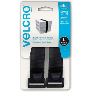 imageVELCRO Brand AllPurpose Elastic Straps Strong ampamp Reusable Perfect for Fastening Wires ampamp Organizing Cords Black Large
