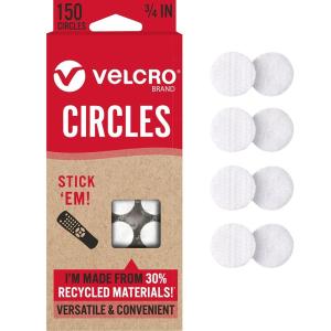 imageVELCRO Brand ECO Collection  150pk  StickEM Mounting Circles for Office or School  Accessory for Laminating Sheets and Projects  34in Adhesive Dots White