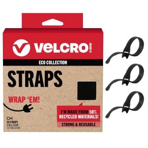 imageVELCRO Brand ECO Collection  5 Inch Small Straps for Cords  Reusable Cable Ties  38quot Wide Black 50 Pack