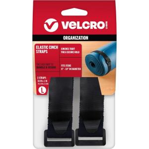 imageVELCRO Brand Elastic Cinch Straps with Buckle  2 Count  Adjustable and Stretch for Snug Fit  for Fastening Power Cords Organizing Cables More  Black s  8in x 1in VEL30095USAL  30in X 1in