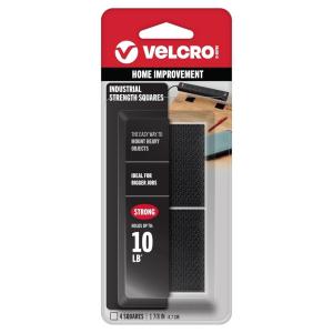 imageVELCRO Brand Heavy Duty Fasteners  4x2 Inch Strips 4 Sets  Holds 10 lbs  StickOn Adhesive Backed  Black Industrial Strength  For Indoor or Outdoor Use 90209Black