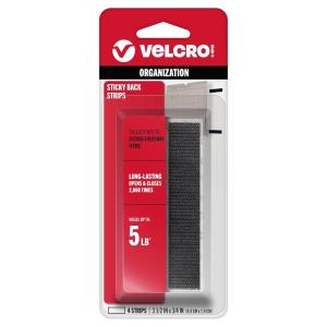 imageVELCRO Brand Sticky Back Strips with Adhesive  4 Count Pack of 1  Black 3 12 x 34 In  Hook and Loop Fasteners for Home Organization Classroom or OfficeStrips