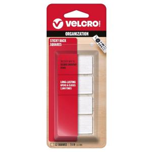 imageVELCRO Brand StickyBack Fasteners Removable Adhesive 088quot X 088quot White 12 count Pack of 112Pk
