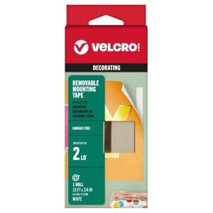 imageVELCRO Brand Removable Mounting Tape 15ft x 34in Roll White 95179