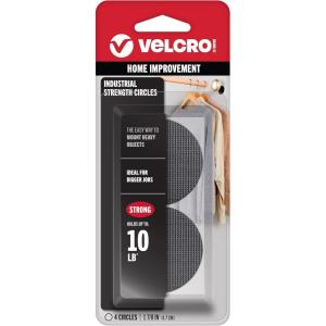 imageVELCRO Brand Industrial Fasteners StickOn Adhesive  Professional Grade Heavy Duty Strength  Indoor Outdoor Use 1 78in Circles 4 SetsBlack