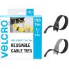 imageVELCRO Brand 150pk and 100pk Cable Ties Value Packs  Reusable Straps for Wire Management Cord Organization and Electronics  8 x 12quot Thin PreCut DesignBlack and Gray