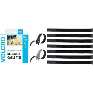 imageVELCRO Brand 150pk Cable Ties Value Pack  Replace Zip Ties Reduce Waste  Black and Gray ampamp 91836 VELSTRAP Cinch Straps with Buckle Pack of 25 12 in x 1 in BlackCable Ties  Cleaner