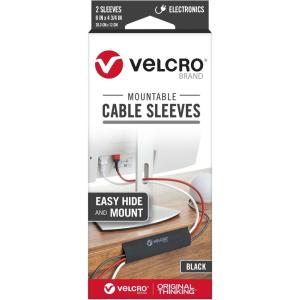 imageVELCRO Brand Mountable Cable Sleeves 8quot x 434quot Black Pack Of 2 Sleeves VEL30795USA